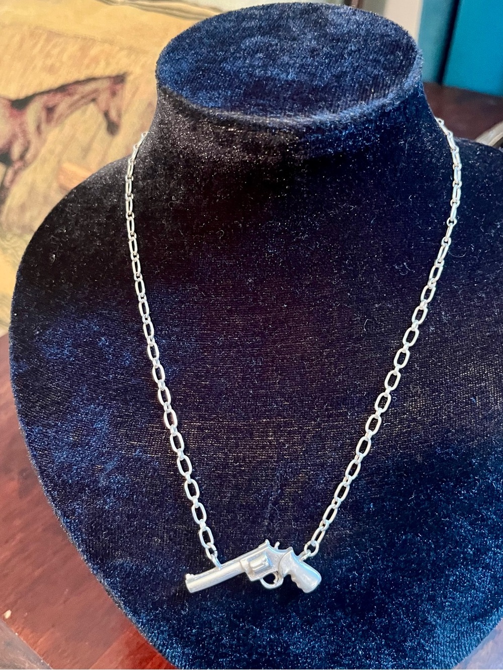 Sunwest Silver Co Sterling Silver Six Shooter Revolver Necklace